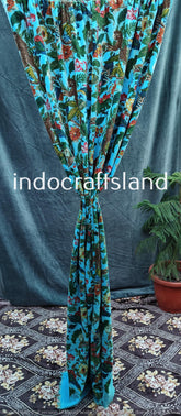 Indischer Baumwoll-Samtvorhang, Blumendruck-Vorhang, Boho-Vorhang, Luxus-Vorhänge, Geschenk zur Wohnungserwärmung, buntes Dekor